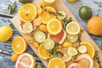 Bright citrus fruits.