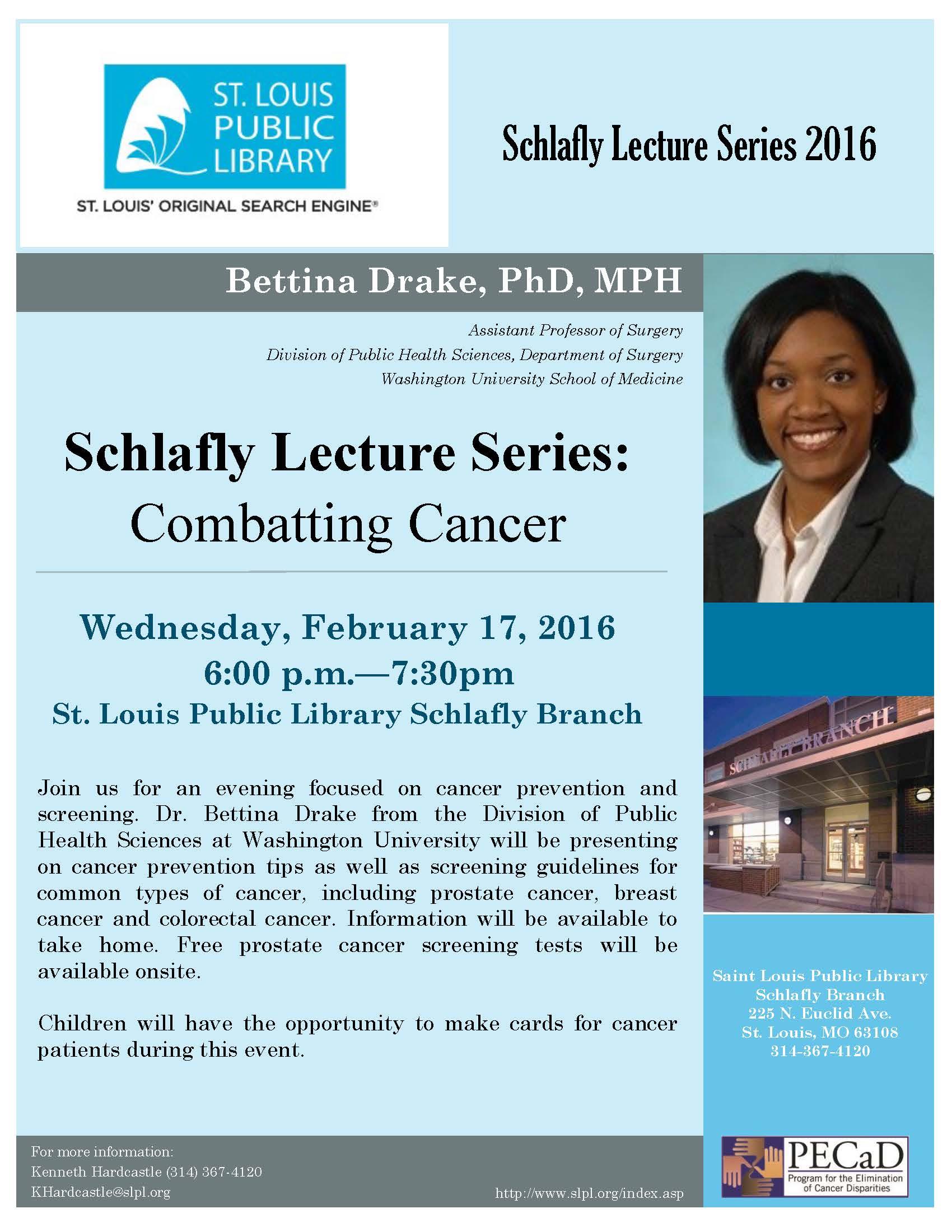 Schlafly Lecture Series combatting cancer